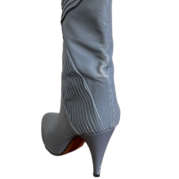 Biondini Vintage Gray Leather Heeled Size 5 Boot - Picture 5 of 12